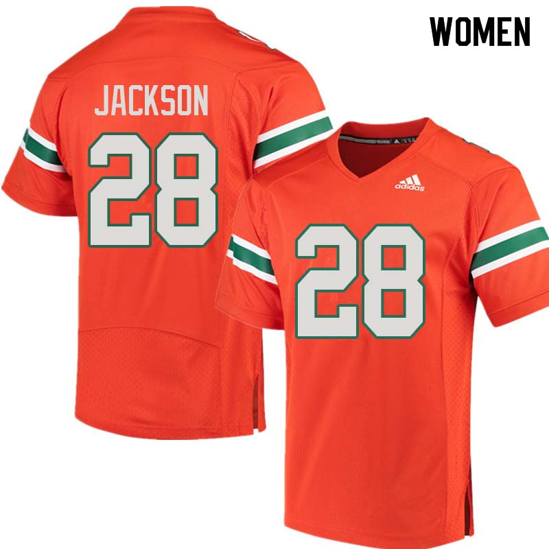 Women Miami Hurricanes #28 Michael Jackson College Football Jerseys Sale-Orange - Click Image to Close